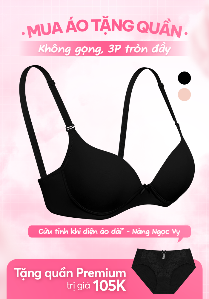 Áo Ngực LOC Không Gọng Mút Liền Nâng 3P  -  Đen 