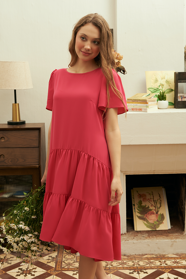 Váy Mặc Nhà Lụa Xí Xọn - Hồng Sen