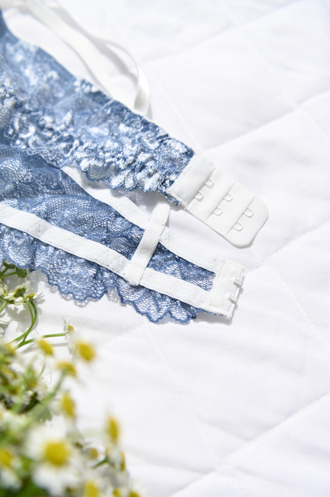 Áo Ngực LOC Chân Ren Bọc Cup Mút Liền - Xanh Đậm