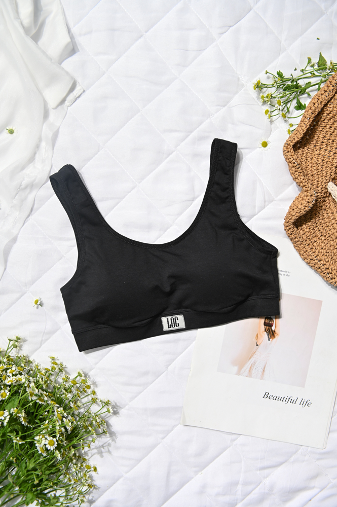 Áo Bra Top LOC Cotton Basic  -  Đen 