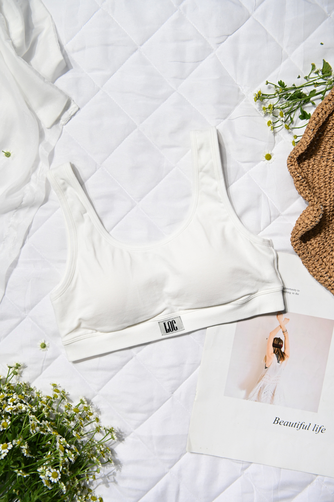 Áo Bra Top LOC Cotton Basic  -  Trắng 