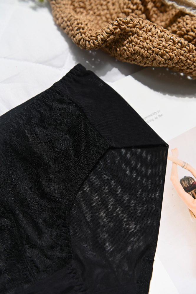 Quần Lót Premium Bikini Lưới Phối Ren Trà My - Đen