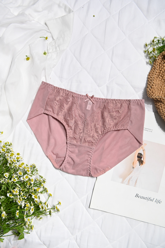 Quần Lót Premium Bikini Lưới Phối Ren Trà My  -  Hồng 
