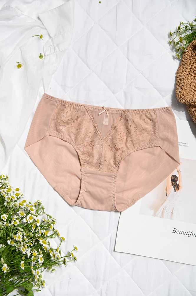 Quần Lót Premium Bikini Lưới Phối Ren Trà My  -  Da 