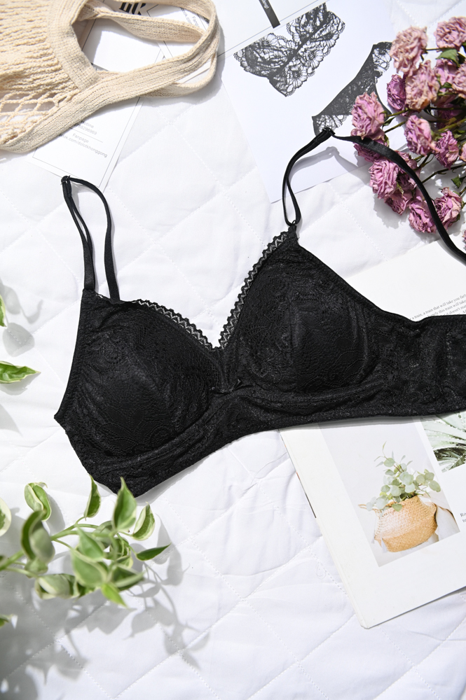 Áo Ngực LOC Cup Đơn Tròn Mút Rời  -  Đen Họa Mi 