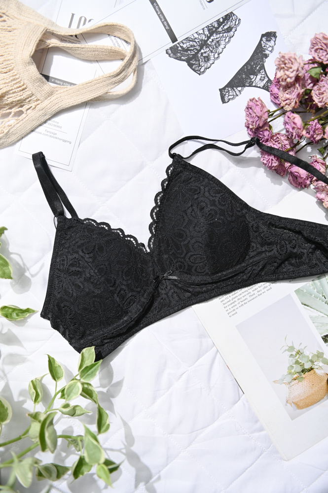 Áo Ngực LOC Cup Đơn Tròn Mút Rời  -  Đen Anh Túc 