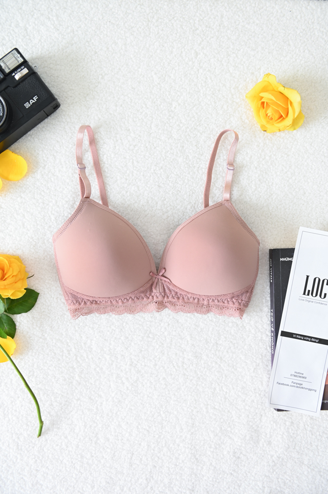 Áo Ngực LOC PREMIUM Bọc Cup Trơn Hoa Lâm  -  Hồng 