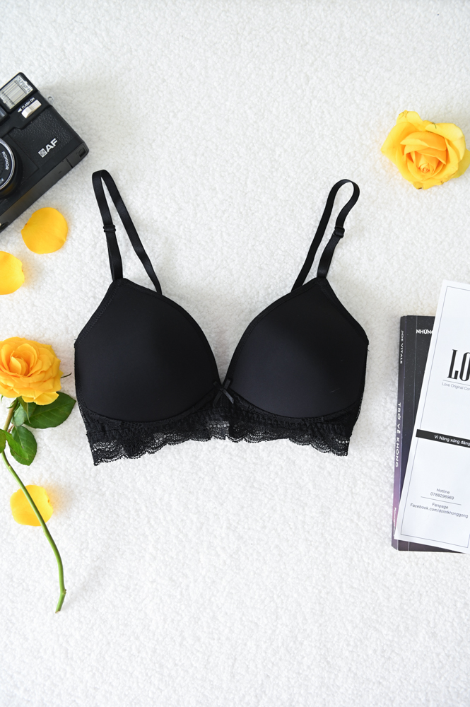 Áo Ngực LOC PREMIUM Bọc Cup Trơn Hoa Lâm  -  Đen 