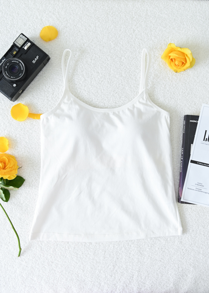 Áo Thun 2 dây LOC Có Mút Ngực  -  Trắng 