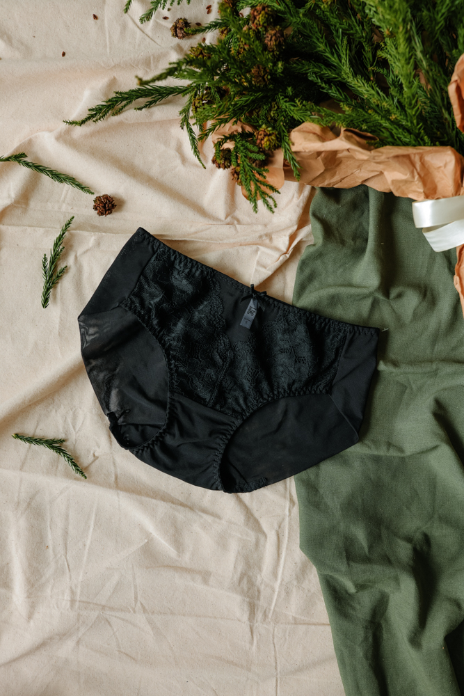 Quần Lót Premium Bikini Lưới Phối Ren Trà My  -  Đen 