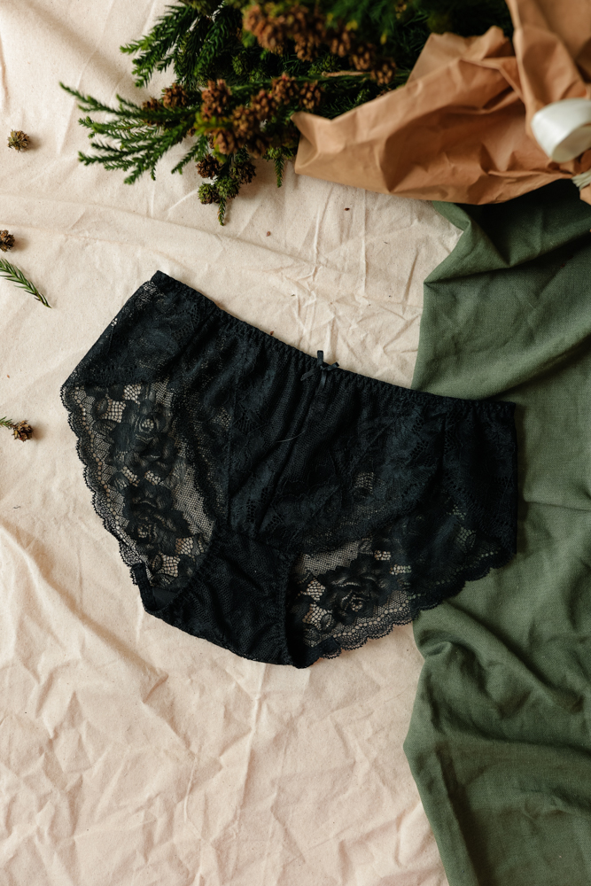 Quần Lót LOC PREMIUM Lưng Vừa Tam Giác Hoa Lâm  -  Đen 