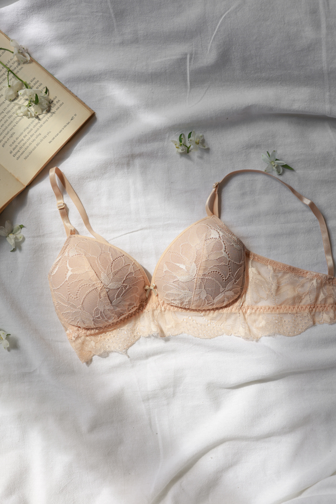 Áo Ngực LOC Chân Ren Bọc Cup Mút Liền  -  Mộc Sa 