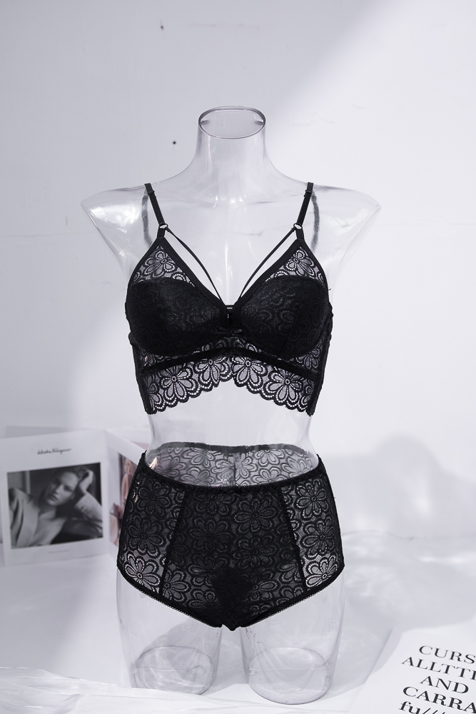 Áo Ngực Bọc Cup Đơn Tròn V Úc  -  Đen Anh Túc 