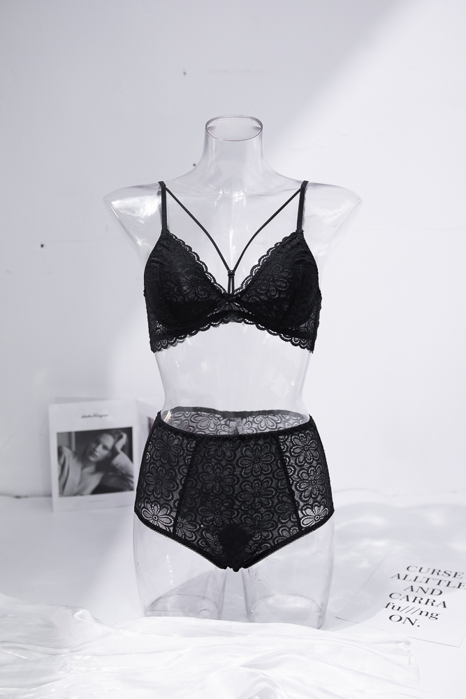 Áo Ngực Cup Đơn Tròn V Úc  -  Đen Anh Túc 